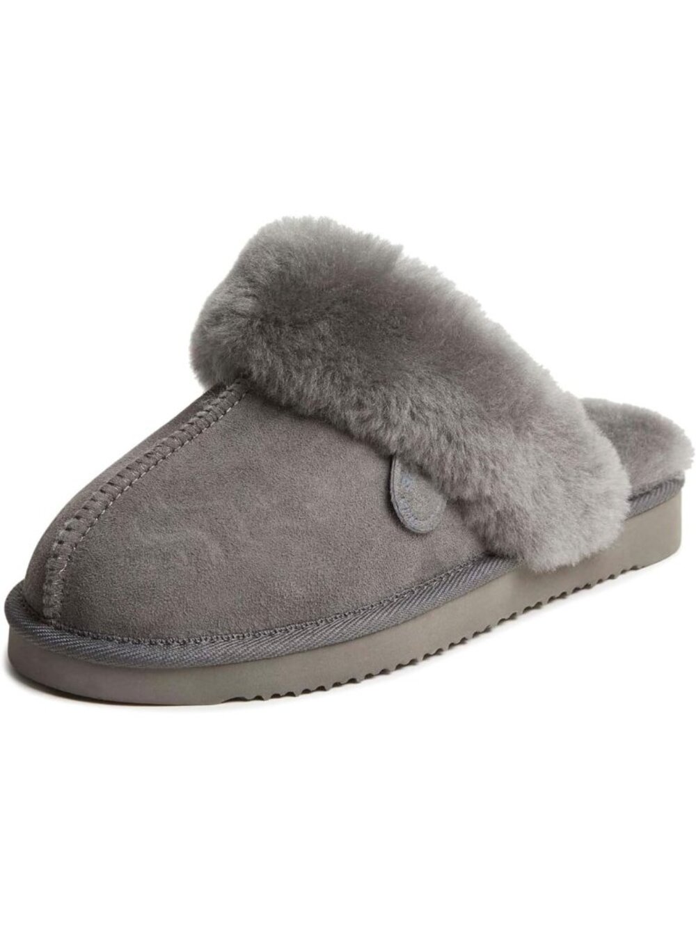 Cozy Grey Shearling Slippers for Women, Size 7 - Perfect Indoor Comfort Footwear